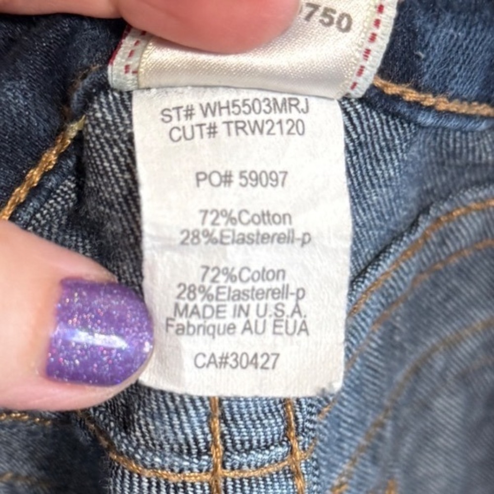 True Religion Joey Dark Wash Flare Jeans Made in USA Low Rise Size 26 - Picture 5 of 11